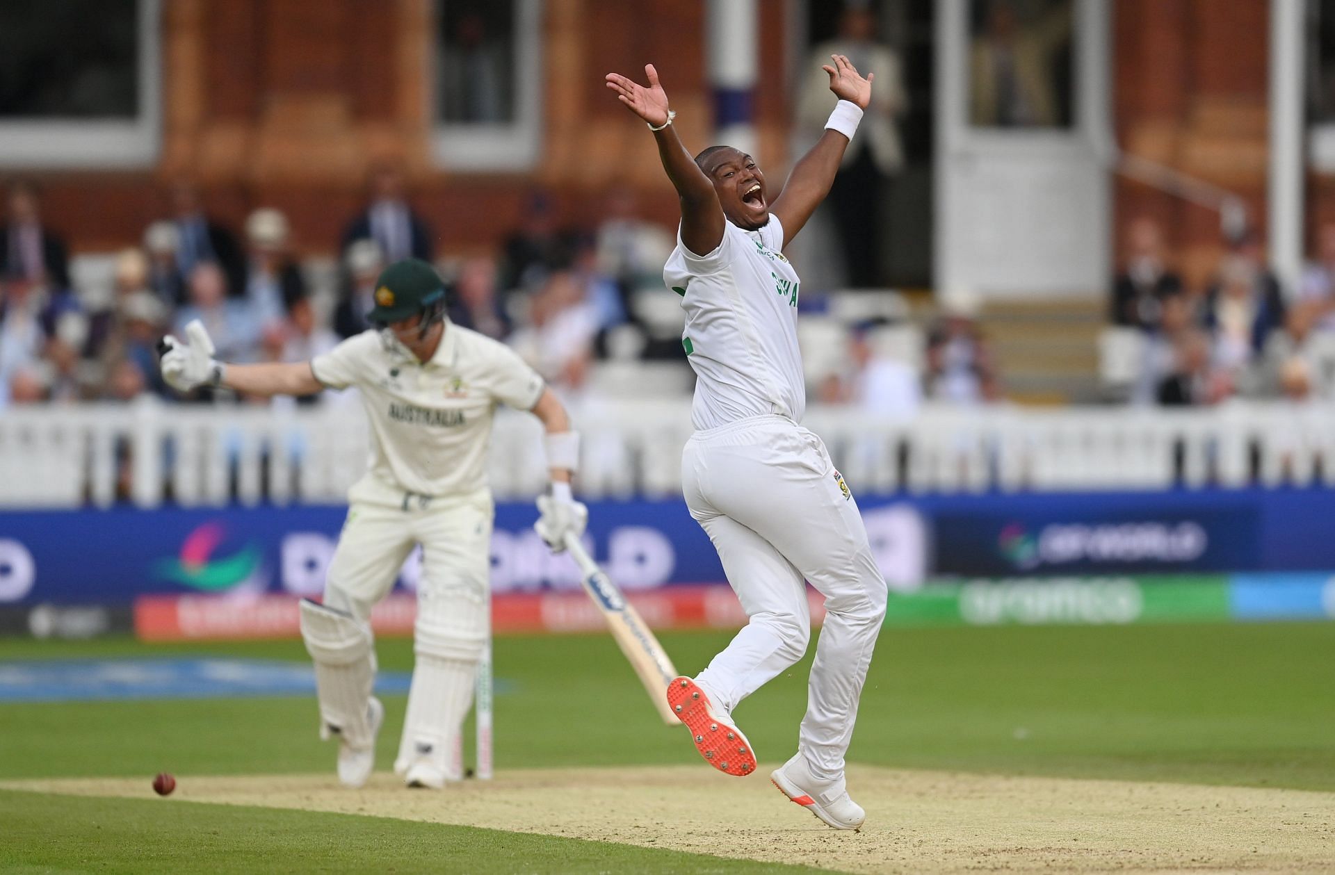 Lungi Ngidi appeals for Steve Smith's wicket in WTC final. (Credits: ICC X)